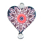 Alloy Enamel Connector Charms, Heart-Shaped Links with Flower Pattern, Platinum, Colorful, 20x16mm