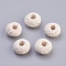 Natural Lava Rock European Beads, Dyed, Large Hole Beads, Flat Round, White, 15~16x8.5~9mm, Hole: 4~5mm