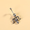 316L Surgical Stainless Steel Pave Cubic Zirconia Enamel Dangle Curved Barbell Belly Rings, Stainless Steel Color, Cattle, Bar Length: 3/8