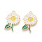 Alloy Enamel Pendants, Flower Charms, Golden, Cadmium Free & Nickel Free & Lead Free, White, 25.5x15.5x1.5mm, Hole: 1.4mm
