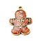 Christmas 304 Stainless Steel Enamel Pendants, with Powdered Gold, Ion Plating(IP), Cadmium Free & Nickel Free & Lead Free, Gingerbread Man, 17x13x2mm, Hole: 1.4mm