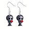 Acrylic Dangle Earrings, Platinum, Skull, 35x21mm