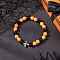 Halloween Theme Baking Painted Glass Round Beads Stretch Bracelets for Women, Cross, with Tibetan Style Alloy Hanger, Orange, Inner Diameter: 2-1/4 inch(5.7cm)