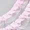 Polyester Wrinkle Lace Ribbon, Double Layer Lace Trim, Clothes Accessories, Pearl Pink, 1-5/8 inch(42mm)