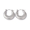 Non-Tarnish 304 Stainless Steel Croissant Hoop Earrings for Women, Stainless Steel Color, 20.5x20x3.5mm, Pin: 0.7mm