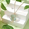 Natural Green Aventurine Shamrock Pendant Shamrock Necklaces, with 304 Stainless Steel Cable Chains, Four-leaf Clover, Real 18K Gold Plated, 17.91 inch(45.5cm)
