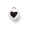 Alloy Enamel Charms, Heart Charm, Golden, White, 12.5x10.5x6.5mm, Hole: 1.4mm