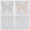 4Pcs 4 Colors Butterfly Glitter Hotfix Rhinestone, Iron on Patches, Dress Shoes Garment Decoration, Mixed Color, 380x336x1mm, 1pc/color