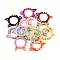 Spray Painted Alloy Spring Gate Rings, Ring with Cat Ears, Mixed Color, 35x25x5mm, Hole: 3.5mm