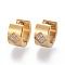 304 Stainless Steel Huggie Hoop Earrings, with Clear Cubic Zirconia, Ring, Golden, 12.5x13.5x7mm, Pin: 1.2mm