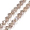 Electroplate Transparent Glass Beads Strands, Twisted, Pearl Luster Plated, Faceted, Champagne Gold, 7.5x8x8mm, Hole: 1.4mm, about 68~71pcs/strand, 20.87''(53cm)