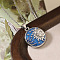Brass with Enamel Pendant Necklaces, Flat Round with Sun, Platinum, 18.11 inch(46cm)