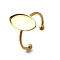304 Stainless Steel Open Cuff Ring Components, Pad Ring Setting, Horse Eye, Golden, Horse Eye: 17x9mm, Adjustable, Tray: 16x8mm