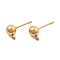 304 Stainless Steel Ball Post Stud Earring Findings, with Loop and 316 Surgical Stainless Steel Pin, Real 18K Gold Plated, 17x9x6mm, Hole: 1.6mm, Pin: 0.7mm