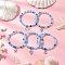 5Pcs 5 Styles Ocean Series Alloy Charm Bracelets, Faceted Glass Beads Stretch Bracelets for Women, Deep Sky Blue, Inner Diameter: 2-1/8 inch(5.5cm)