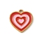 304 Stainless Steel Enamel Charms, Real 18K Gold Plated, Heart Charm, Red, 13x13x1mm, Hole: 1.4mm