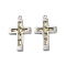 304 Stainless Steel Pendants, with Glass, Corss Charms, Platinum, Yellow, 24.5x15.5x3.5mm, Hole: 1.4mm