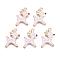 Alloy Enamel Pendants, Deer, Light Gold, Pink, 21x14x3mm, Hole: 1.6mm