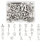 26Pcs 26 Styles Brass Pendants, Letter A~Z Charms, Platinum, 19~27x6~22x3mm, Hole: 1.6mm