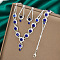 Teardrop Brass Rhinestone Necklaces & Link Bracelets & Stud Earring Sets, Capri Blue, Necklaces: 11.81 inch(300mm); Bracelets: 7.09 inch(180mm); Earring: 35mm