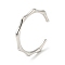 Non-Tarnish 304 Stainless Steel Bamboo Open Cuff Ring for Women, Stainless Steel Color, US Size 10 1/4(19.9mm)