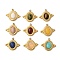 Natural Mixed Stone Pendants, Oval Charms, with 304 Stainless Steel Settings, Ion Plating(IP), Real 18K Gold Plated, 15.5x18.5x5mm, Hole: 1.4mm