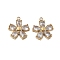 304 Stainless Steel Micro Pave Cubic Zirconia Charms, Flower, Ion Plating(IP), Real 18K Gold Plated, 15.5x13.5x3.5mm, Hole: 1.5mm