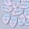 Two Tone Transparent Spray Painted Glass Pendants, Leaf, Colorful, 29x17x5mm, Hole: 1.4mm