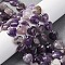 Natural Amethyst Beads Strands, Faceted Heart, with Seed Beads, 9x10x4mm, Hole: 1.2mm, about 16pcs/strand, 7.09''(18cm)