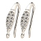 Brass Micro Pave Clear Cubic Zirconia Earring Hooks, Ear Wire, Cadmium Free & Lead Free, Silver, 15.5x3.5x10mm, Hole: 1.4mm, 18 Gauge, Pin: 1mm