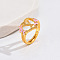 Heart & Flower Brass Pearl Pink Enamel Adjustable Finger Rings, Golden, Letter Y, 14mm, Inner Diameter: 17mm