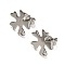 Non-Tarnish 201 Stainless Steel Stud Earrings Finding, with 304 Stainless Steel Pins, Flower, Stainless Steel Color, 13x13mm, Hole: 1mm, Pin: 0.8mm