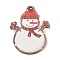 Christmas Theme Wood Printed Brooches for Women, Iron Pins, Snowman, 55x43mm, hole: 2mm