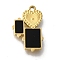 Ion Plating(IP) 304 Stainless Steel Manual Polishing Charms, with Black Acrylic, Heart & Rectangle, Golden, 15x10x2mm, Hole: 1.2mm