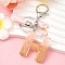 Resin & Acrylic & Faux Suede Tassel Keychain, with Alloy Clasp and Iron Rings, Letter H, 9.5cm