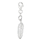 S925 Sterling Silver Pendant Decorations, with S925 Sterling Silver, Feather, Platinum, 32mm