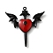 Alloy Enamel Gothic Style Pendants, Black, Wing, 37.5x36.5x5mm, Hole: 1.4mm