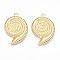 Rack Plating Iron Pendants, Spiral Conch Shape, Cadmium Free & Nickel Free & Lead Free, Golden, 31.3x22~22.5x3mm, Hole: 1.8mm