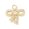 Rack Plating Brass Micro Pave Clear Cubic Zirconia Pendants, with Jump Ring, Long-Lasting Plated, Lead Free & Cadmium Free, Bowknot Charm, Real 18K Gold Plated, 13x15x2mm, Hole: 3mm