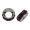 Brass Spacer Beads, with Grade A Rhinestone, Rondelle, Platinum, Amethyst, 13x4.5mm, Hole: 6.5mm