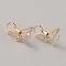 Brass Stud Earrings Finding, with 925 Sterling Silver Pin, Bowknot, Golden, 8x16mm, Hole: 1.6mm, Pin: 0.7mm