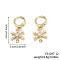Elegant Brass Micro Pave Clear Cubic Zirconia Snowflake Hoop Earrings & Pendant Necklaces for Women, Golden, 33x13mm