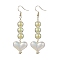 Acrylic Dangle Earring, with 304 Stainless Steel Earring Hooks, Heart with Round, Champagne Yellow, 72.5x22.5mm