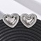 304 Stainless Steel Rhinestone Stud Earrings, Heart, Stainless Steel Color, 26.5x29.5mm