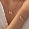 Heart Brass Pendant Necklaces & Charm Bracelets Sets, Golden, Letter M, 400mm