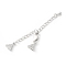Brass Micro Pave Cubic Zirconia Chain Extender with Glass, Real Platinum Plated Necklace Layering Clasps, with Lobster Claw Clasps, Triangle, Real Platinum Plated, 60mm
