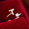 Brass Micro Pave Cubic Zirconia Cuff Rings, Letter T, 12x8mm