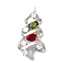 Brass Micro Pave Cubic Zirconia Pendants, Christmas Tree Charms, Rack Plating, Long-Lasting Plated, Cadmium Free & Lead Free, Platinum, 36x18.5x8mm, Hole: 4x2.5mm