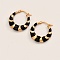 Stylish Enamel Earrings Set, High Quality 201 Stainless Steel Gold-plated Hoop Earrings, Black, 26x26mm