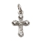Brass Micro Pave Cubic Zirconia Charms, Cross, Rack Plating, Long-Lasting Plated, Cadmium Free & Lead Free, with Jump Ring, Platinum, 14.5x9.5x2.5mm, Hole: 3.5mm
